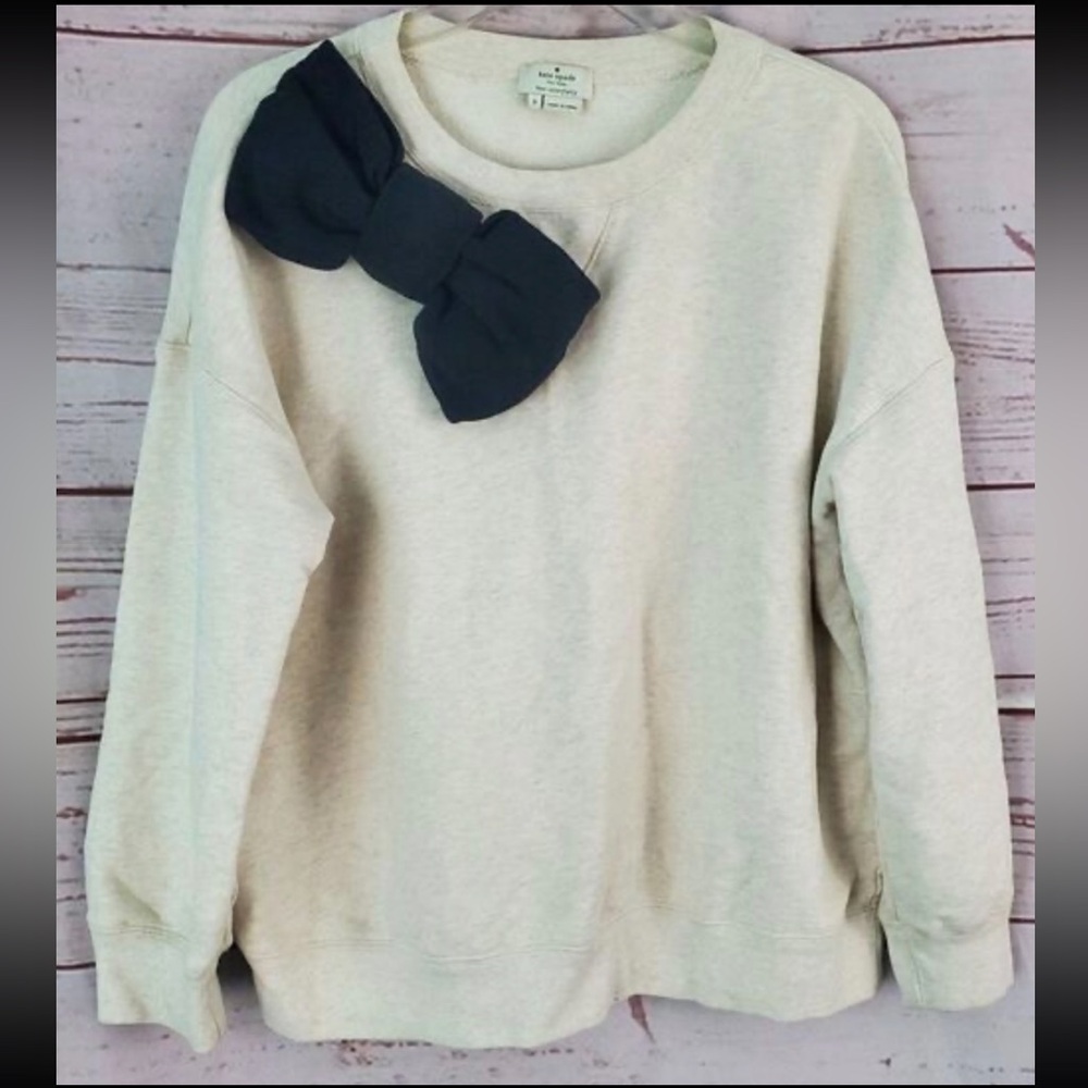 Kate Spade ♠️ Cream Sweater with Black Bow Detail